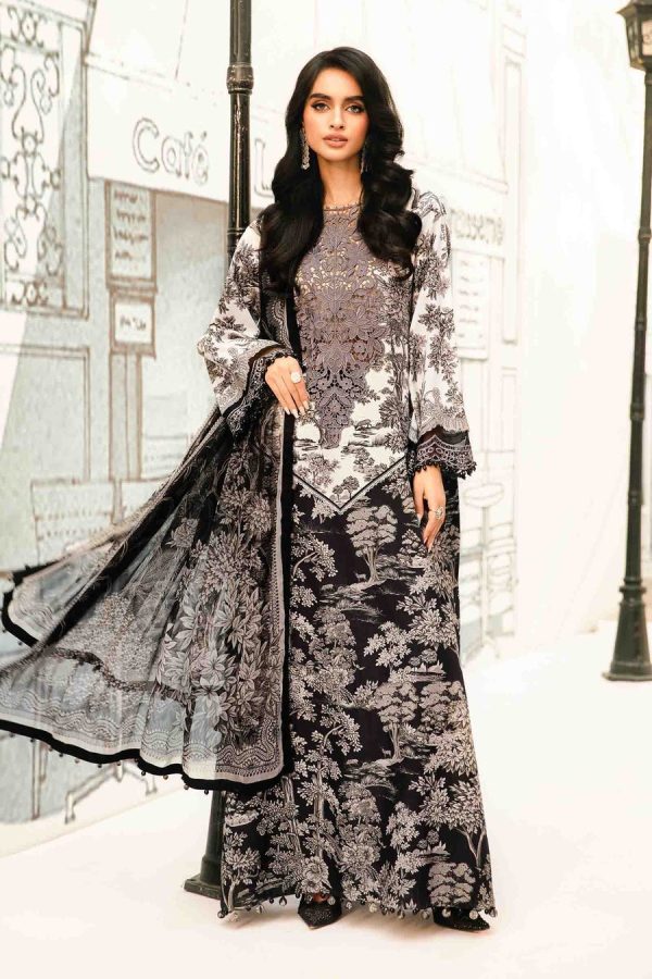 Elegant summer Printed Embroidery Lawn Unstitched Black Dress