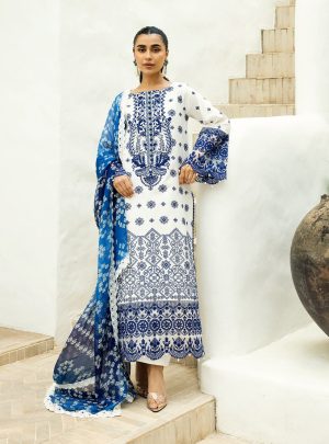 Elegant summer Luxury Chikankari Embroidery Lawn Cotton Unstitched Dress