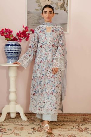 Elegant summer Printed Embroidery Lawn Unstitched Dress