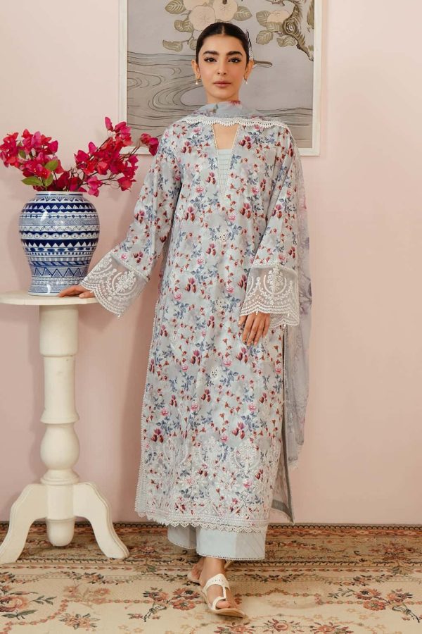 Elegant summer Printed Embroidery Lawn Unstitched Dress