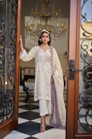 Elegant summer Printed Embroidery Lawn Unstitched Dress