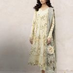 Elegant summer Printed Embroidery Lawn Unstitched Lemon yellow Dress