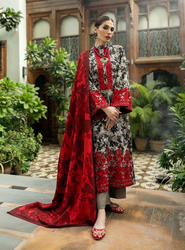 Elegant summer Printed Embroidery Lawn Unstitched Dress