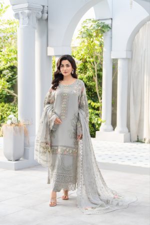 Elegant summer Luxury Chikankari Embroidery Lawn Cotton Unstitched Dress