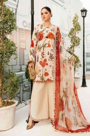 Elegant summer Printed Embroidery Lawn Unstitched Dress