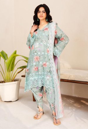 Elegant summer Printed Embroidery Lawn Unstitched Dress