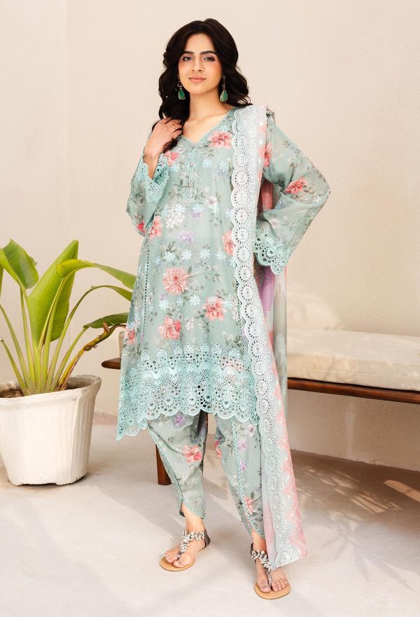 Elegant summer Printed Embroidery Lawn Unstitched Dress