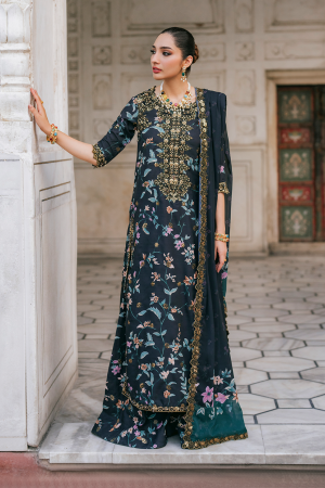 Elegant summer Printed Embroidery Lawn Unstitched Dress