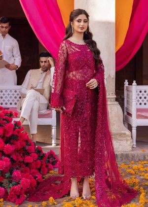 Elegant Luxury Work Unstitched Wedding Partywear Nikha Walima Engagement Mehndi Mayon Pink  Dress