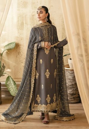 Elegant Luxury Work Unstitched Wedding Partywear Gray Dress Nikha Walima Engagement Mehndi Mayon Dress