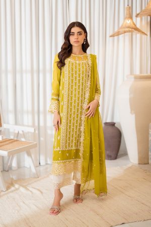 Elegant Luxury Work Unstitched Wedding Partywear Mustard Yellow Dress Nikha Walima Engagement Mehndi Mayon Dress