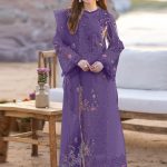 Elegant Luxury Work Unstitched summer Lawn Cotton Purple Dress