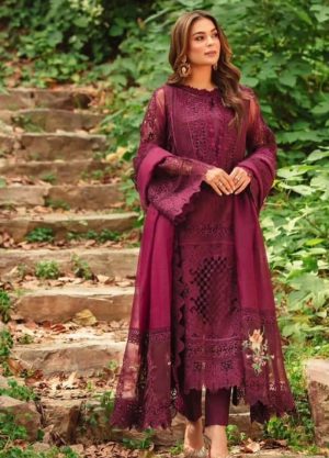 Elegant Luxury Work Unstitched Wedding Partywear Maroon Dress Nikha Walima Engagement Mehndi Mayon Dress