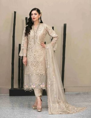 Elegant Luxury Work Unstitched Wedding Partywear Dress Nikha Walima Engagement Mehndi Mayon Dress