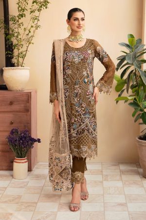 Elegant Luxury Work Unstitched Wedding Partywear Dress Nikha Walima Engagement Mehndi Mayon Dress