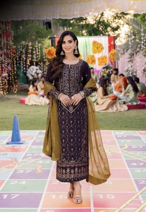 Elegant Luxury Work Unstitched Wedding Partywear Dress Nikha Walima Engagement Mehndi Mayon Dress