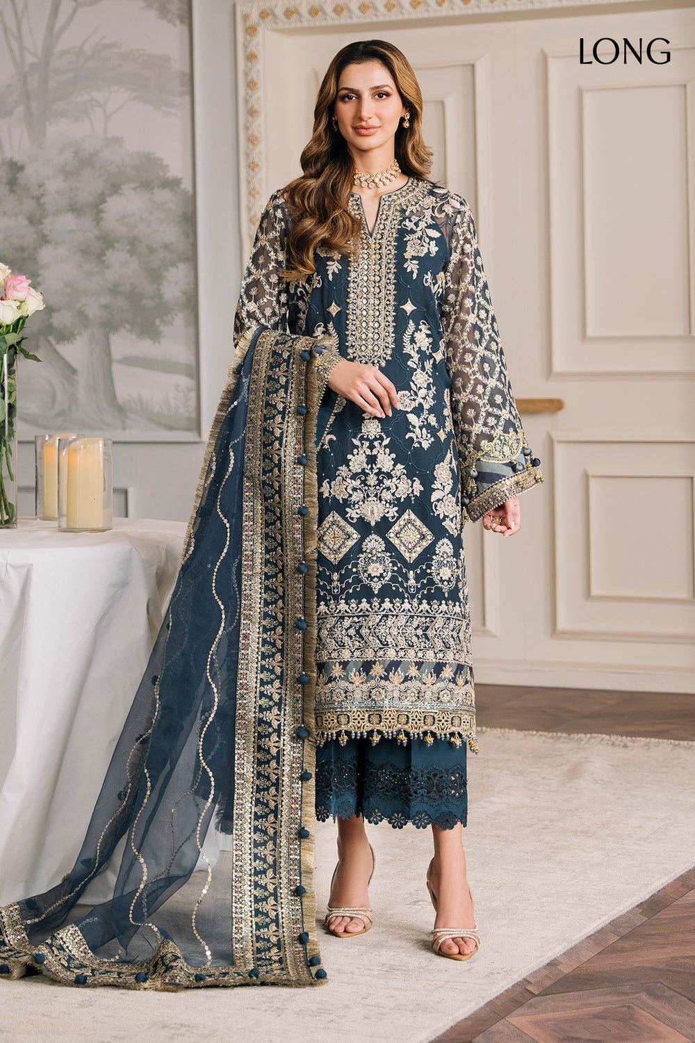 Elegant Luxury Work Unstitched Wedding Partywear Dress Nikha Walima Engagement Mehndi Mayon Dress