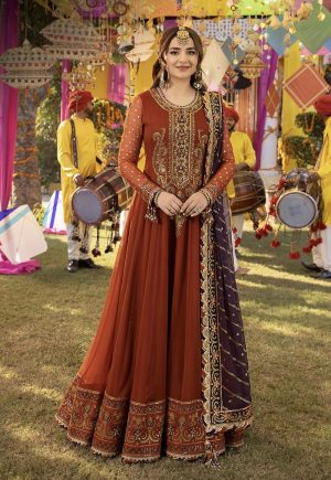 Elegant Luxury Work Unstitched Wedding Partywear Frock Maxi Dress Nikha Walima Engagement Mehndi Mayon Dress