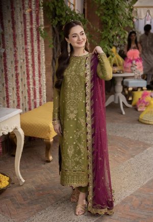 Elegant Luxury Work Unstitched Wedding Partywear Dress Nikha Walima Engagement Mehndi Mayon Dress