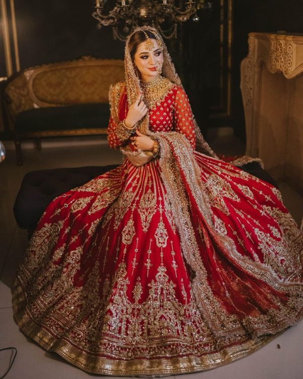 Elegant Luxury Work Unstitched Wedding Partywear Red Dress Nikha Walima Engagement Mehndi Mayon Red Frock Dress
