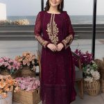 Elegant Luxury Work Unstitched Wedding Partywear Maroon Dress Nikha Walima Engagement Mehndi Mayon Dress