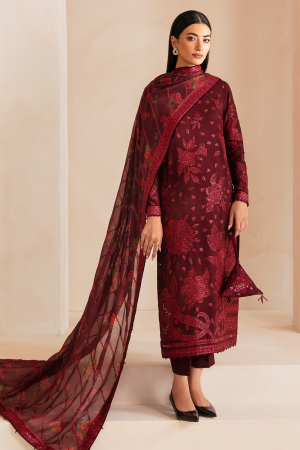 Elegant Luxury Work Unstitched Wedding Partywear Maroon Dress Nikha Walima Engagement Mehndi Mayon Dress
