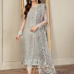 Elegant Luxury Work Unstitched Wedding Partywear Gray Dress Nikha Walima Engagement Mehndi Mayon Dress
