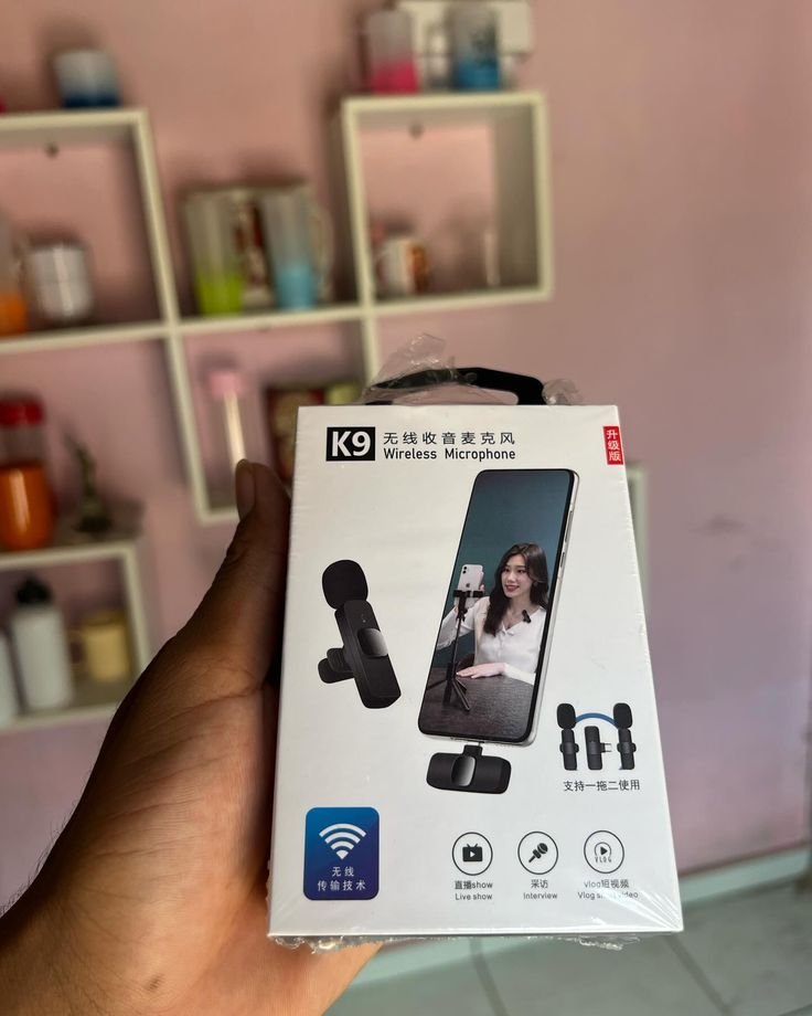 Micro-cravate Sans Fil MOOZU K9 – Compatible Smartphone, Ordi – Rose Avec étui – Pour YouTube, Podcast, Interview