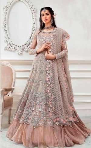 Elegant Luxury Work Unstitched Wedding Partywear Frock Dress Nikha Walima Engagement Mehndi Mayon Lehnga Dress