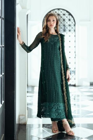 Elegant Luxury Work Unstitched Wedding Partywear Green Dress Nikha Walima Engagement Mehndi Mayon Dress