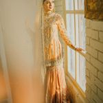 Elegant Luxury Work Unstitched Wedding Partywear Mustard Dress Nikha Walima Engagement Mehndi Mayon Dress