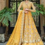 Elegant Luxury Work Unstitched Wedding Partywear Yellow Frock Dress Nikha Walima Engagement Mehndi Mayon Dress