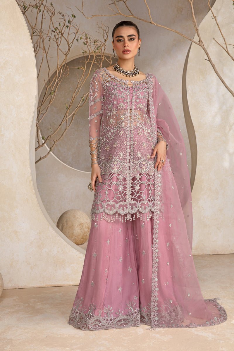 Elegant Luxury Work Unstitched Wedding Partywear Pink Dress Nikha Walima Engagement Mehndi Mayon Dress
