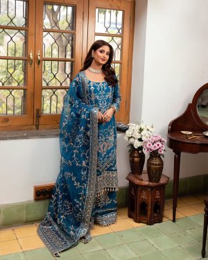 Elegant Luxury Work Unstitched Wedding Partywear Dress Nikha Walima Engagement Mehndi Mayon Dress
