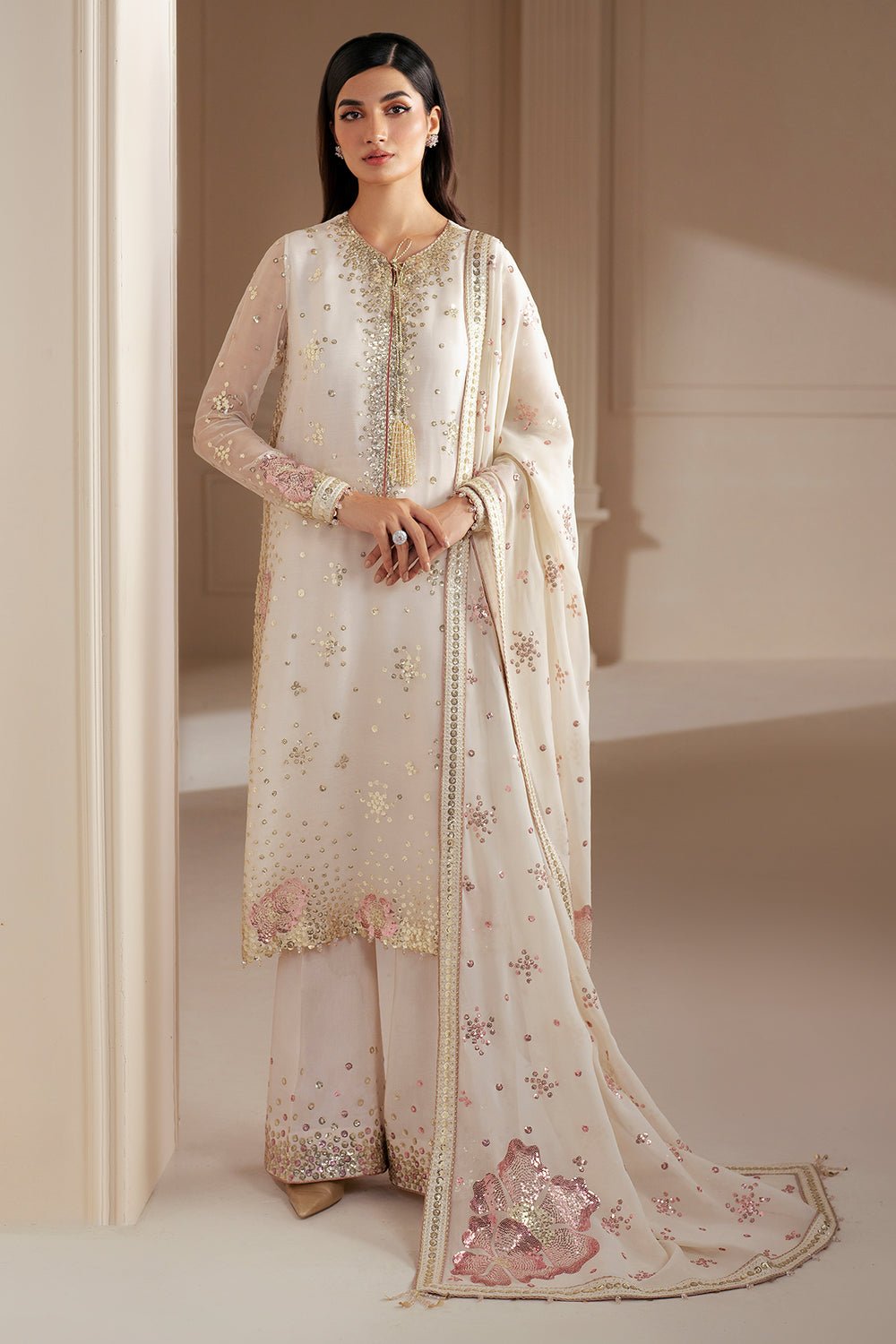 Elegant Luxury Work Unstitched Wedding Partywear white Dress Nikha Walima Engagement Mehndi Mayon Dress