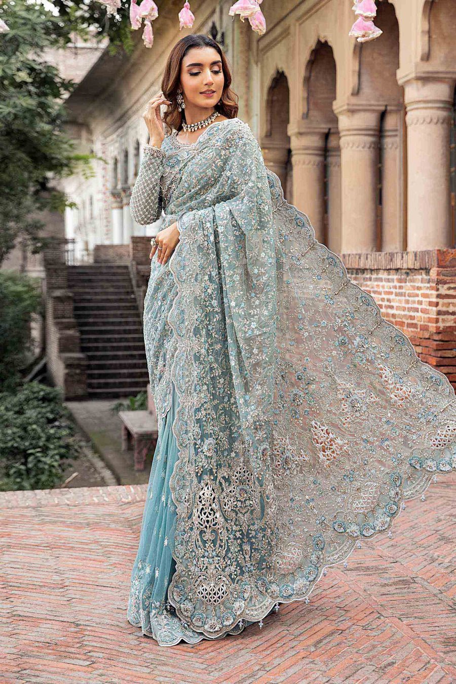 Elegant Luxury Work Unstitched Wedding Partywear Saree Dress Nikha Walima Engagement Mehndi Mayon Dress