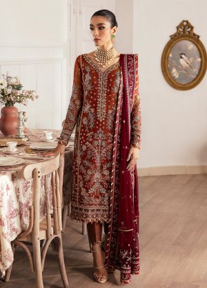 Elegant Luxury Work Unstitched Wedding Partywear Mustard Dress Nikha Walima Engagement Mehndi Mayon Dress