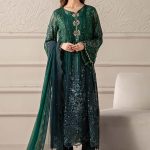 Elegant Luxury Work Unstitched Wedding Partywear Green Dress Nikha Walima Engagement Mehndi Mayon Dress