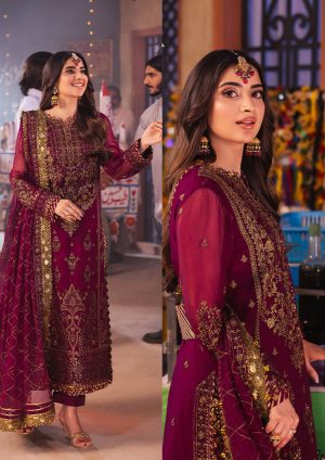 Elegant Luxury Work Unstitched Wedding Partywear Dress Nikha Walima Engagement Mehndi Mayon Dress