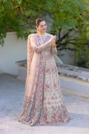 Elegant Luxury Work Unstitched Wedding Partywear Frock Dress Nikha Walima Engagement Mehndi Mayon Dress