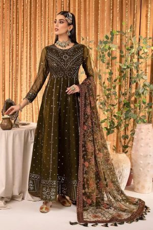 Elegant Luxury Work Unstitched Wedding Partywear Frock Dress Nikha Walima Engagement Mehndi Mayon Dress