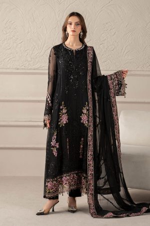 Elegant Luxury Work Unstitched Wedding Partywear Black Dress Nikha Walima Engagement Mehndi Mayon Dress