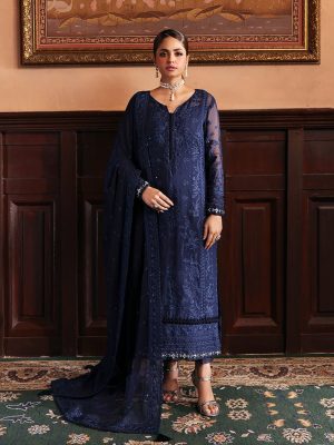 Elegant Luxury Work Unstitched Wedding Partywear Blue Dress Nikha Walima Engagement Mehndi Mayon Dress
