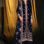 Velvet Elegant Luxury Work Unstitched Wedding Partywear Maroon Winter Navy Blue Dress Nikha Walima Engagement Mehndi Mayon Dress