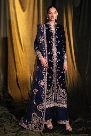 Velvet Elegant Luxury Work Unstitched Wedding Partywear Maroon Winter Navy Blue Dress Nikha Walima Engagement Mehndi Mayon Dress