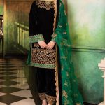Velvet Elegant Luxury Work Unstitched Wedding Partywear  Winter Kai Green Dress Nikha Walima Engagement Mehndi Mayon Dress