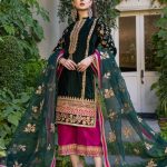 Velvet Elegant Luxury Work Unstitched Wedding Partywear  Winter Kai Green Dress Nikha Walima Engagement Mehndi Mayon Dress
