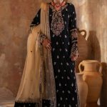 Velvet Elegant Luxury Work Unstitched Wedding Partywear  Winter black Dress Nikha Walima Engagement Mehndi Mayon Dress
