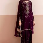 Velvet Elegant Luxury Work Unstitched Wedding Partywear  Winter Maroon Dress Nikha Walima Engagement Mehndi Mayon Dress