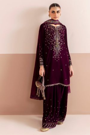 Velvet Elegant Luxury Work Unstitched Wedding Partywear  Winter Maroon Dress Nikha Walima Engagement Mehndi Mayon Dress